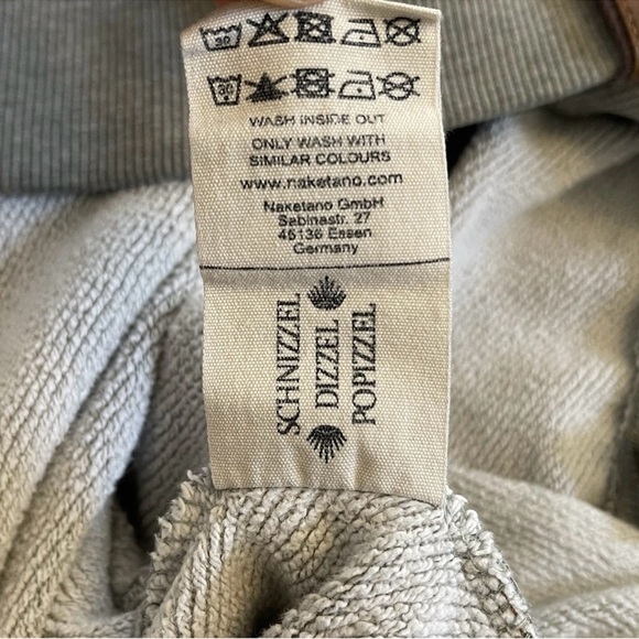 Naketano Grey Cowl Neck Hoodie - Size Large - Nautical Anchor Print Sweater - L - Picture 11 of 14